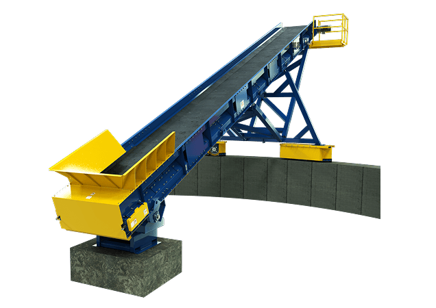 Flat idler radial stacker conveyors