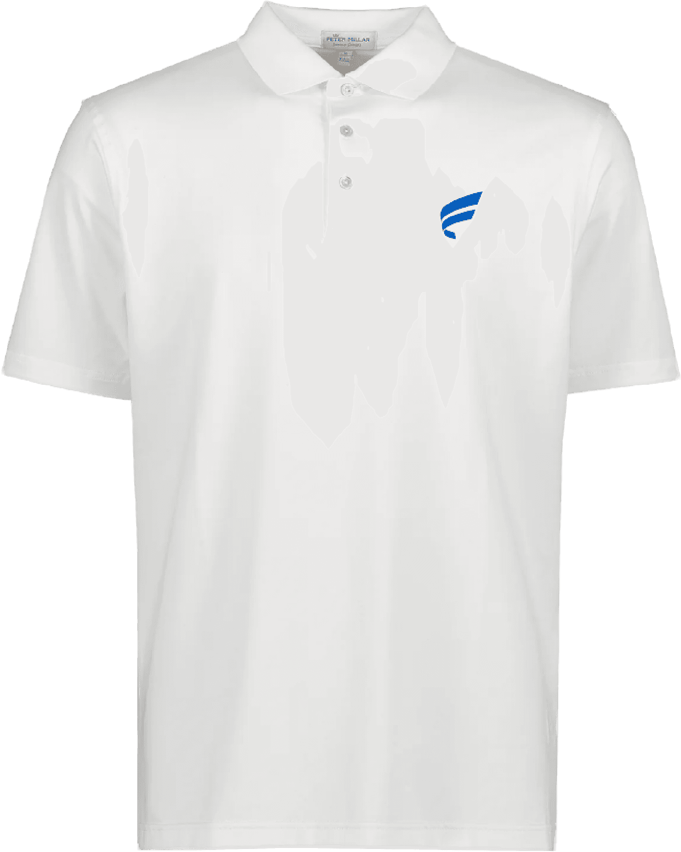 Solid Performance Jersey Polo in white with embroidered Fluent logo on left chest