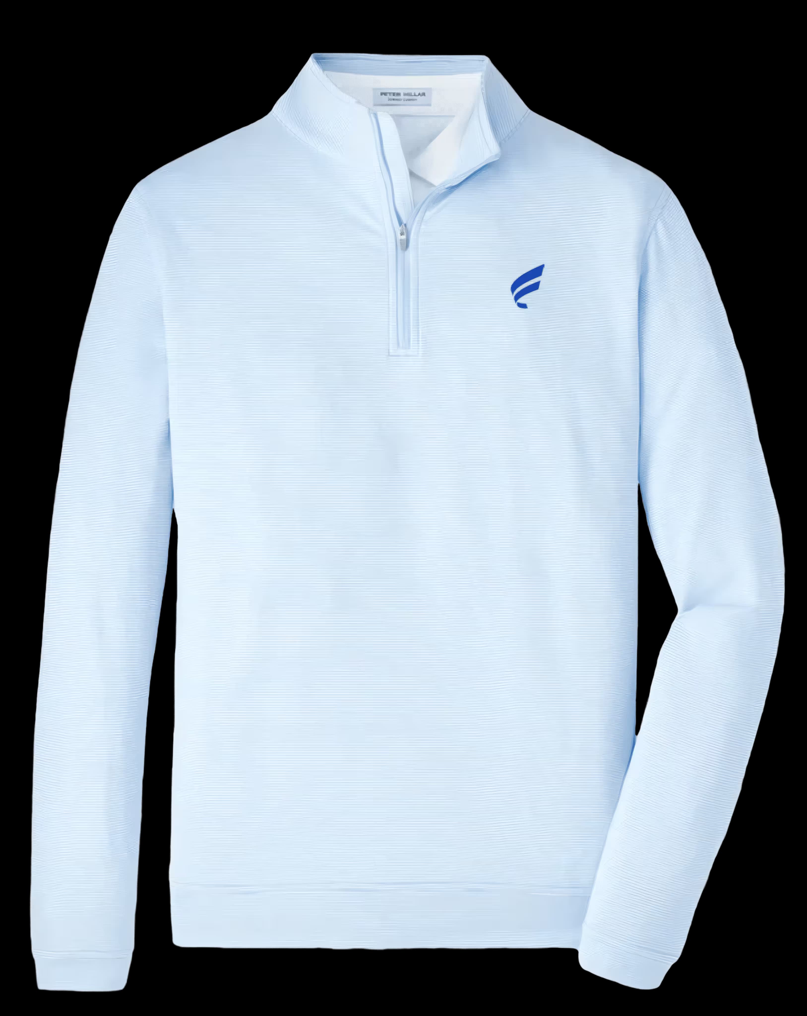 Solid Performance Jersey Polo in cottage blue with embroidered Fluent logo on left chest
