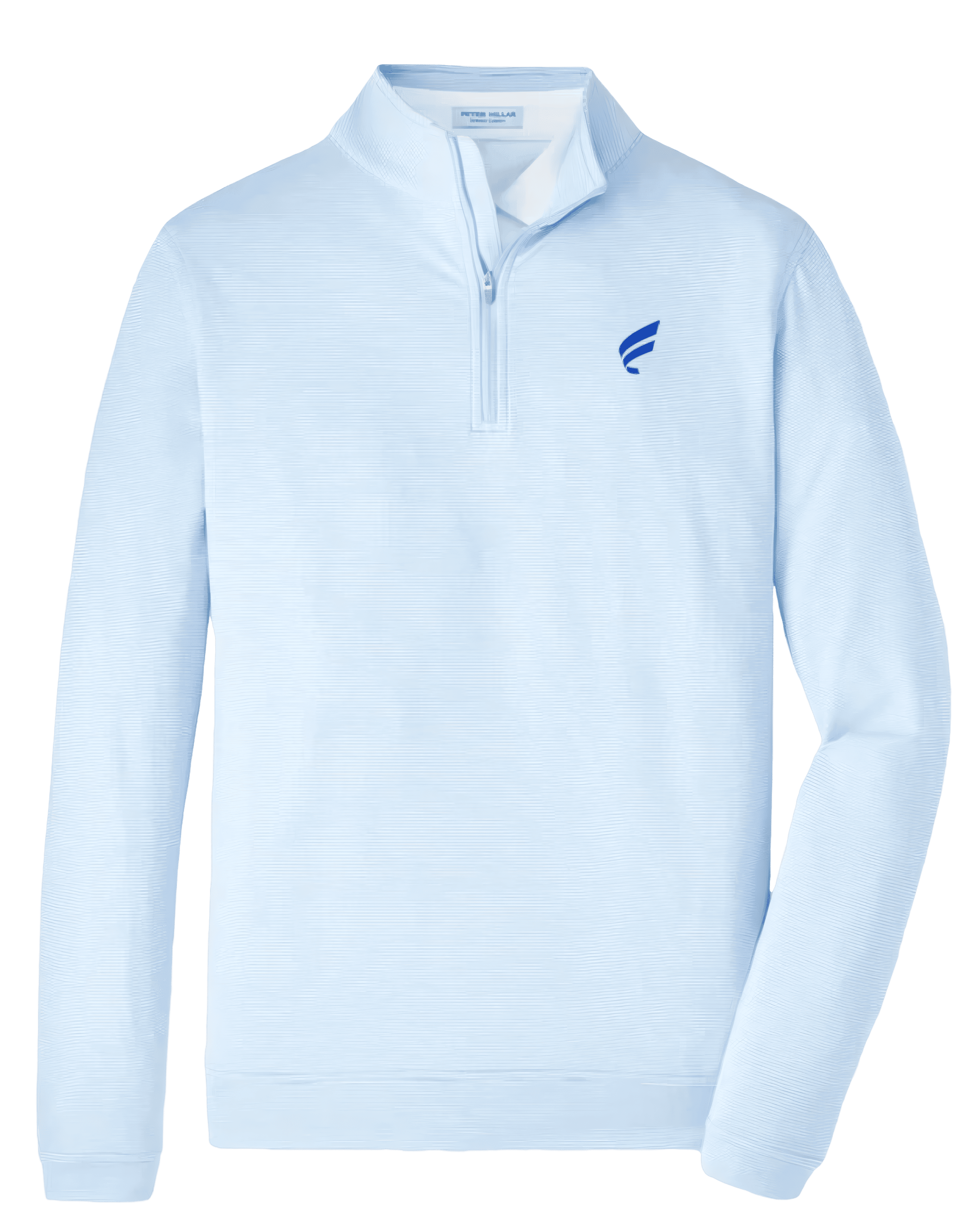 Solid Performance Jersey Polo in cottage blue with embroidered Fluent logo on left chest