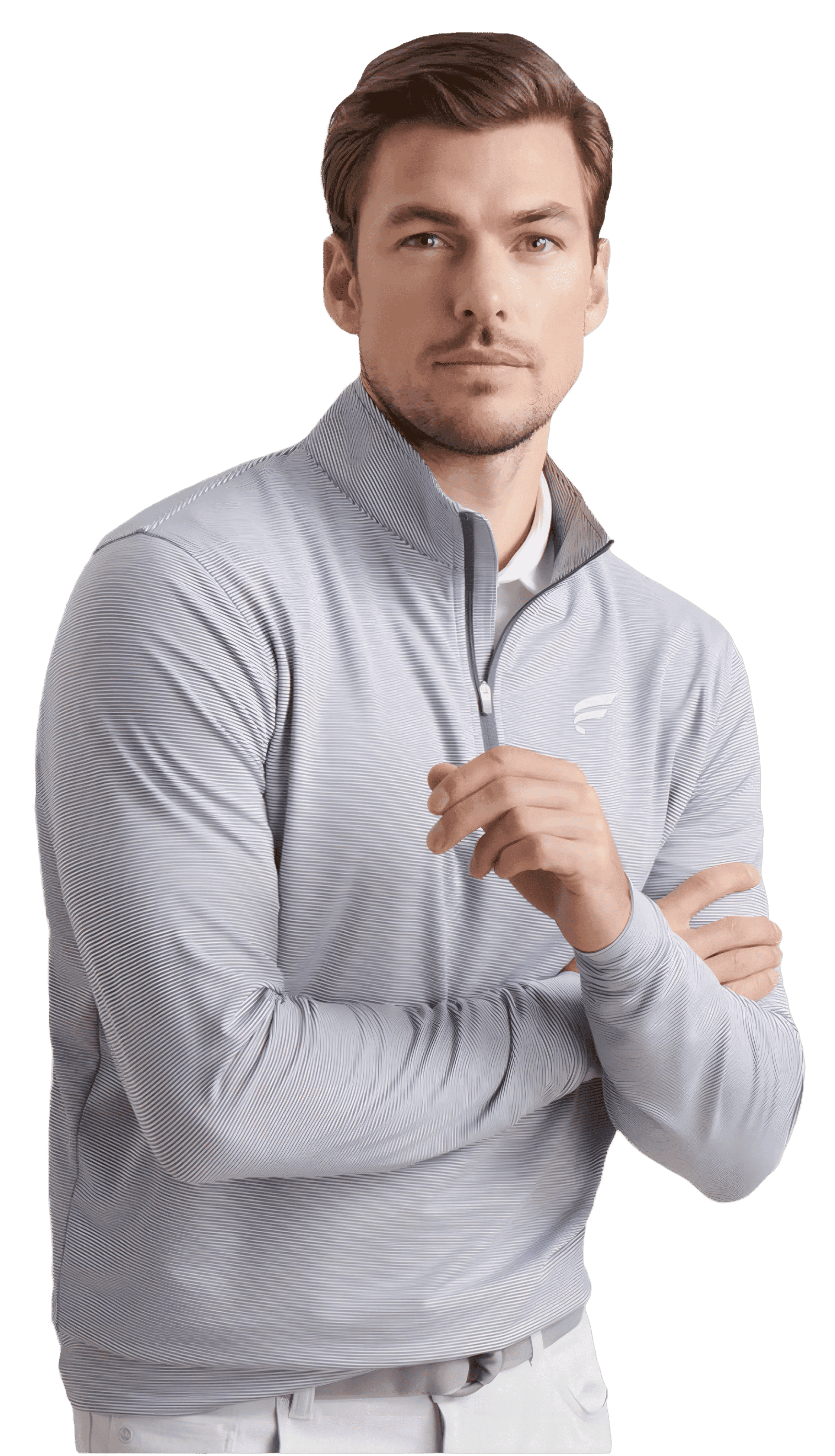 Solid Performance Jersey Polo in iron white with embroidered Fluent logo on left chest