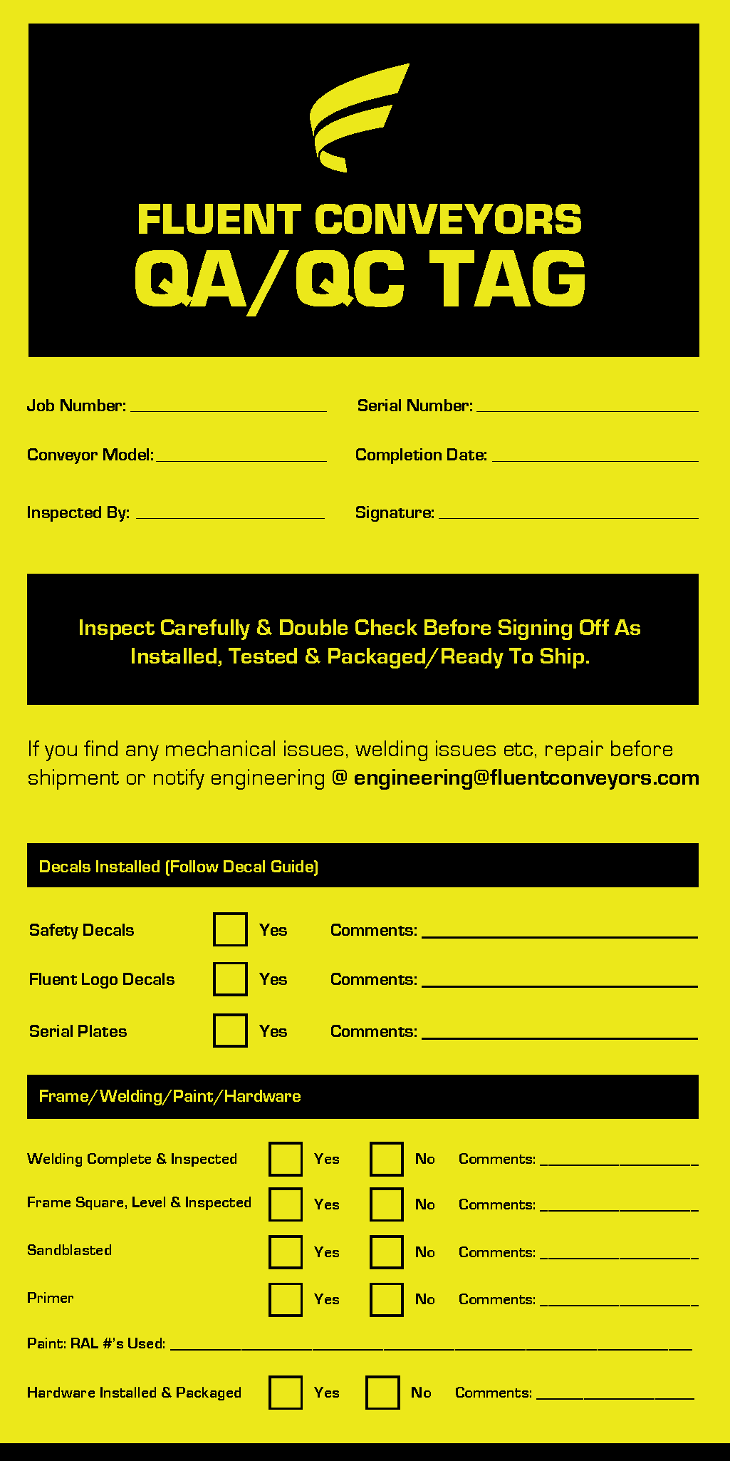 QA QC tag