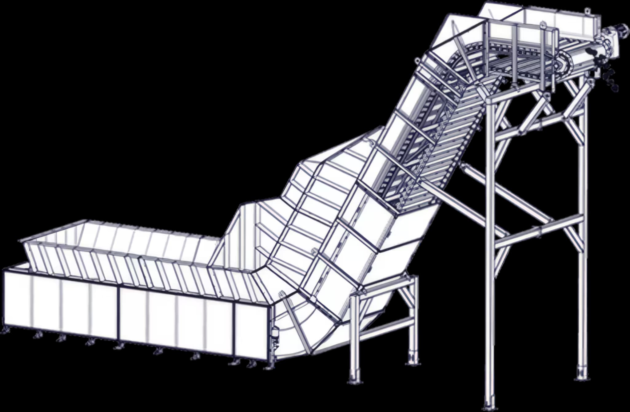 Diagram of an inclined conveyor system