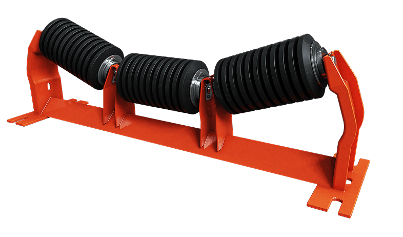 Rubber equal troughing idlers