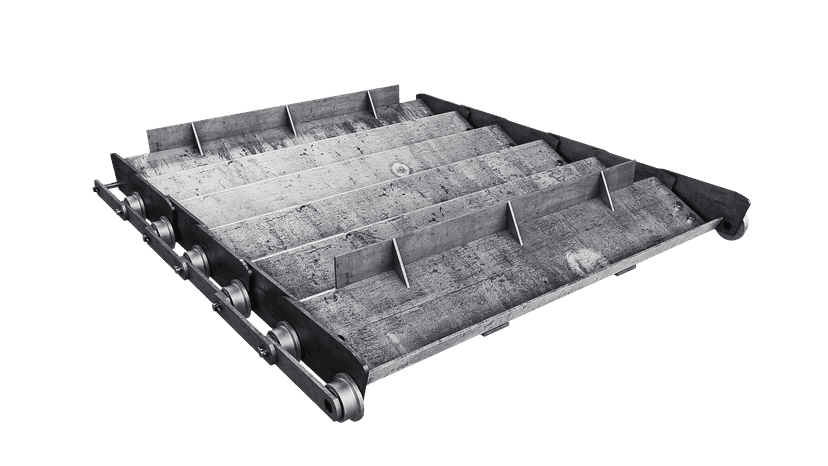 Z-pan belts for roller chain conveyors