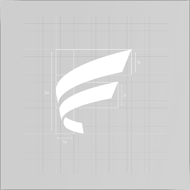 Brandmark anatomy diagram with proportion guides