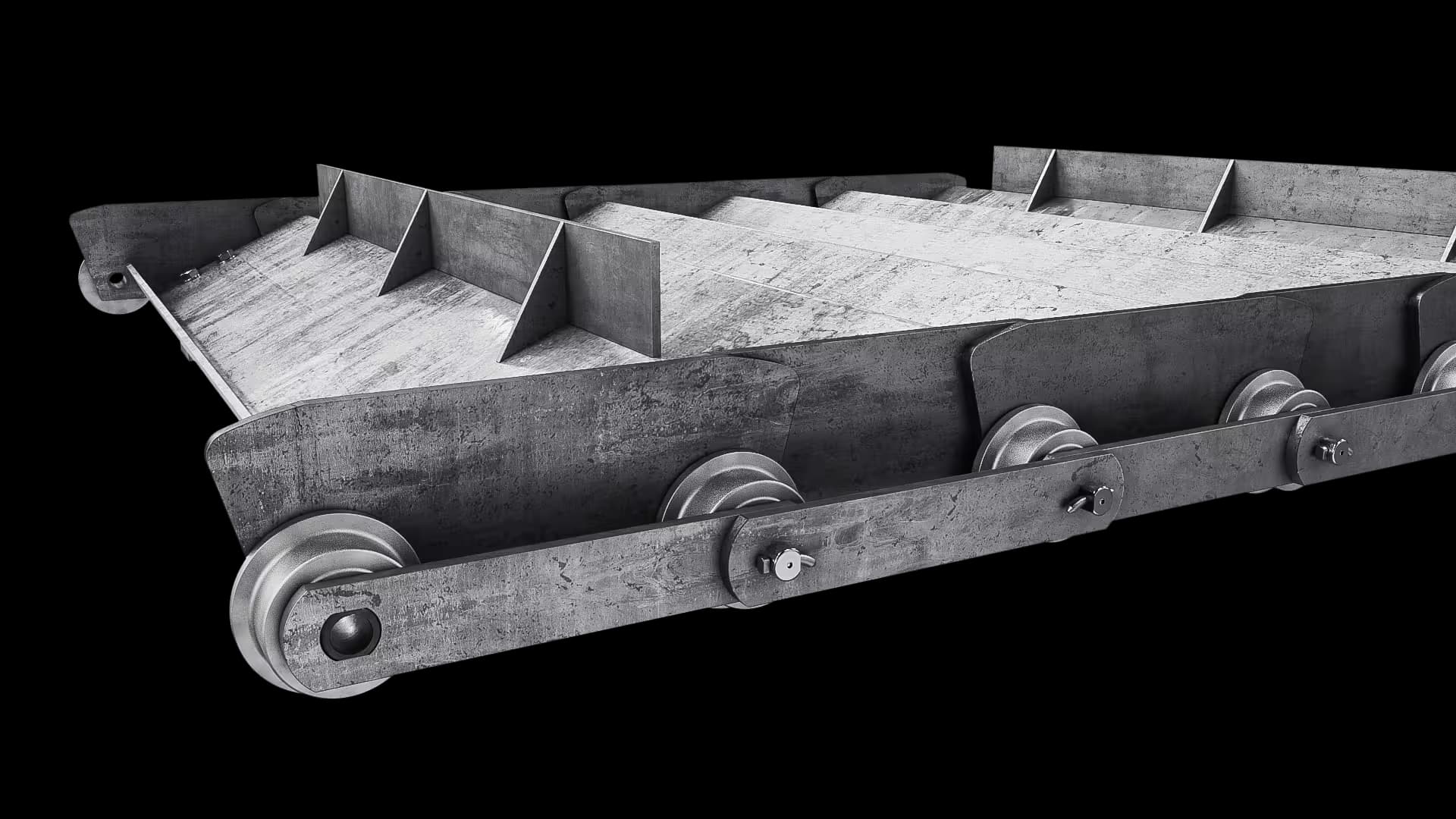 Heavy-duty conveyor belt rollers and track