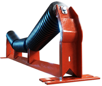 Rubber unequal troughing idlers