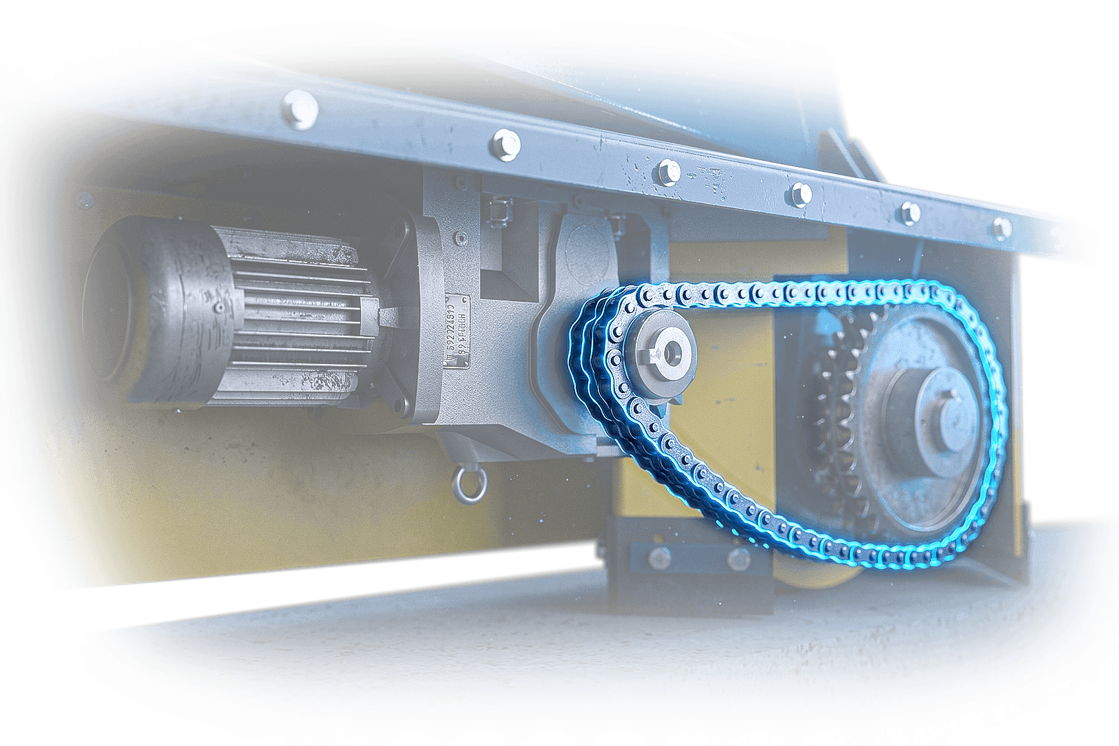 ANSI chain for radial stacker pivot arms